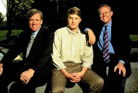 Netscape officers Jim Barksdale, Marc Andreessen, and James Clark, 1995