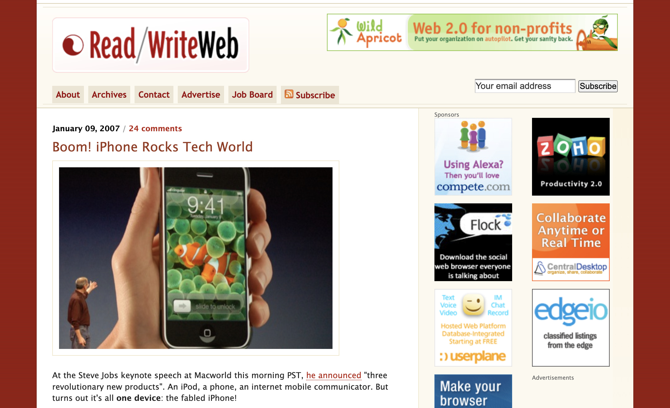 Read/WriteWeb blog post after the iPhone was announced in January 2007.