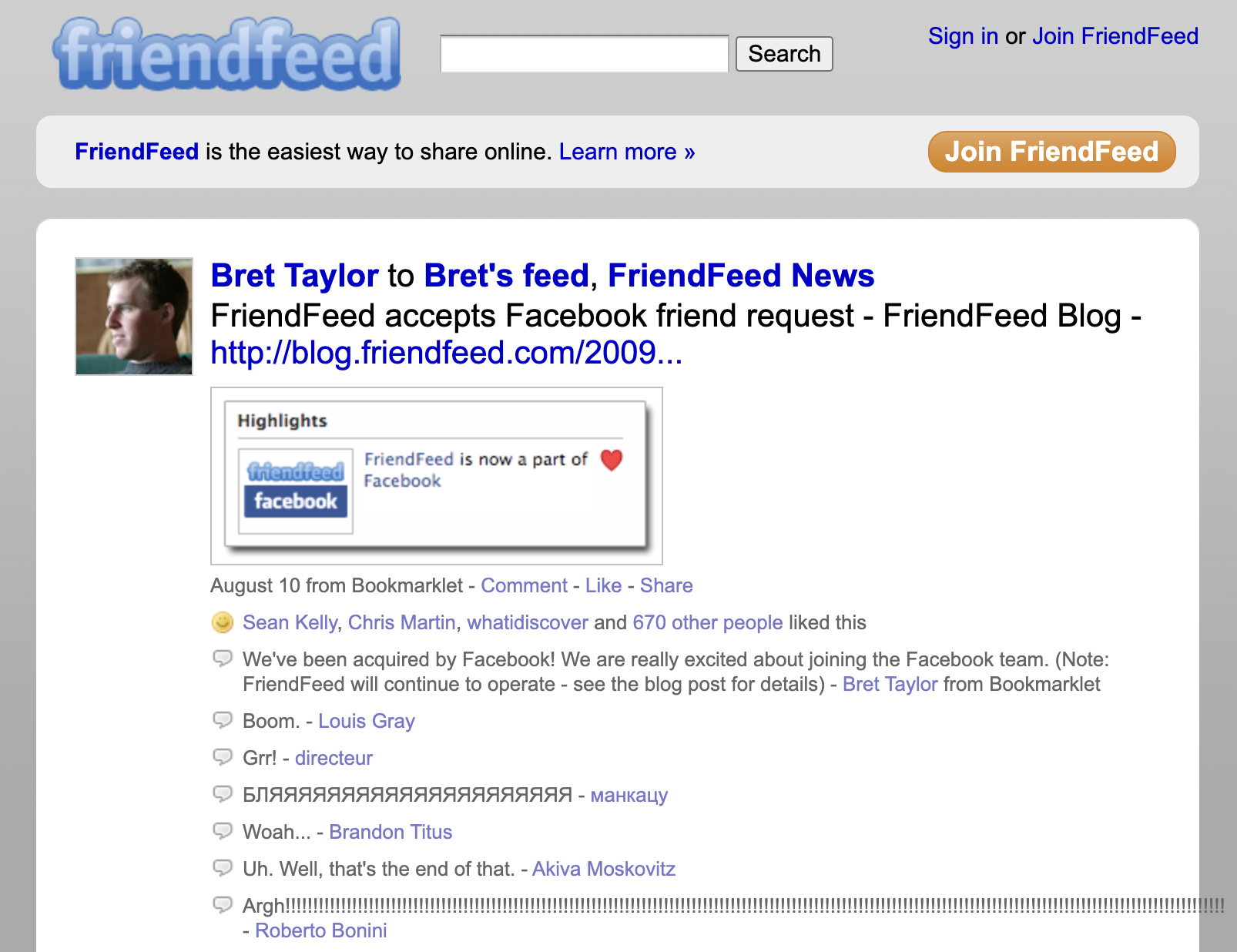 FriendFeed cofounder Bret Taylor, Aug 2009