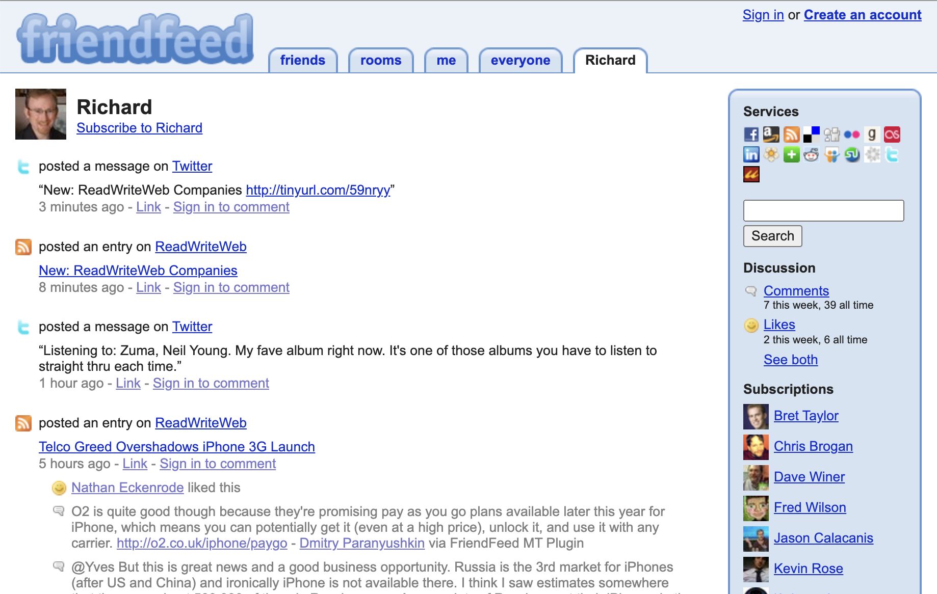 My FriendFeed, July 2008