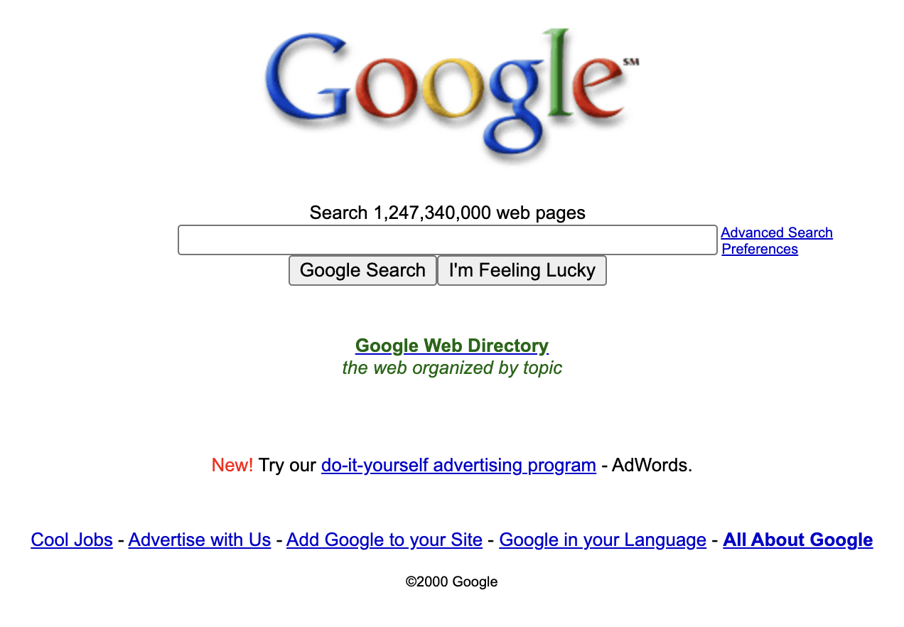 Google, October 2000