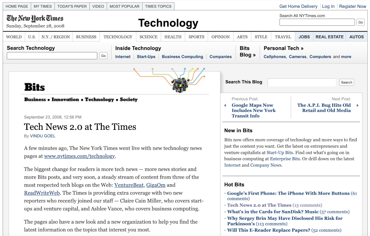 NYT tech blog syndication announcement