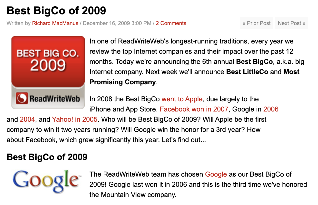 RWW Best BigCo 2009