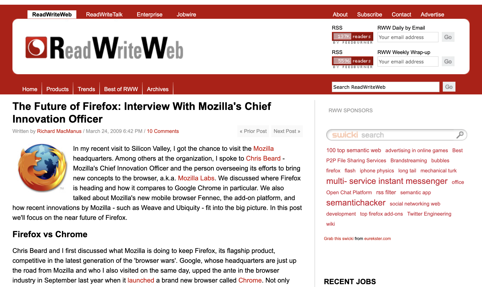 RWW Firefox interview, March 2009