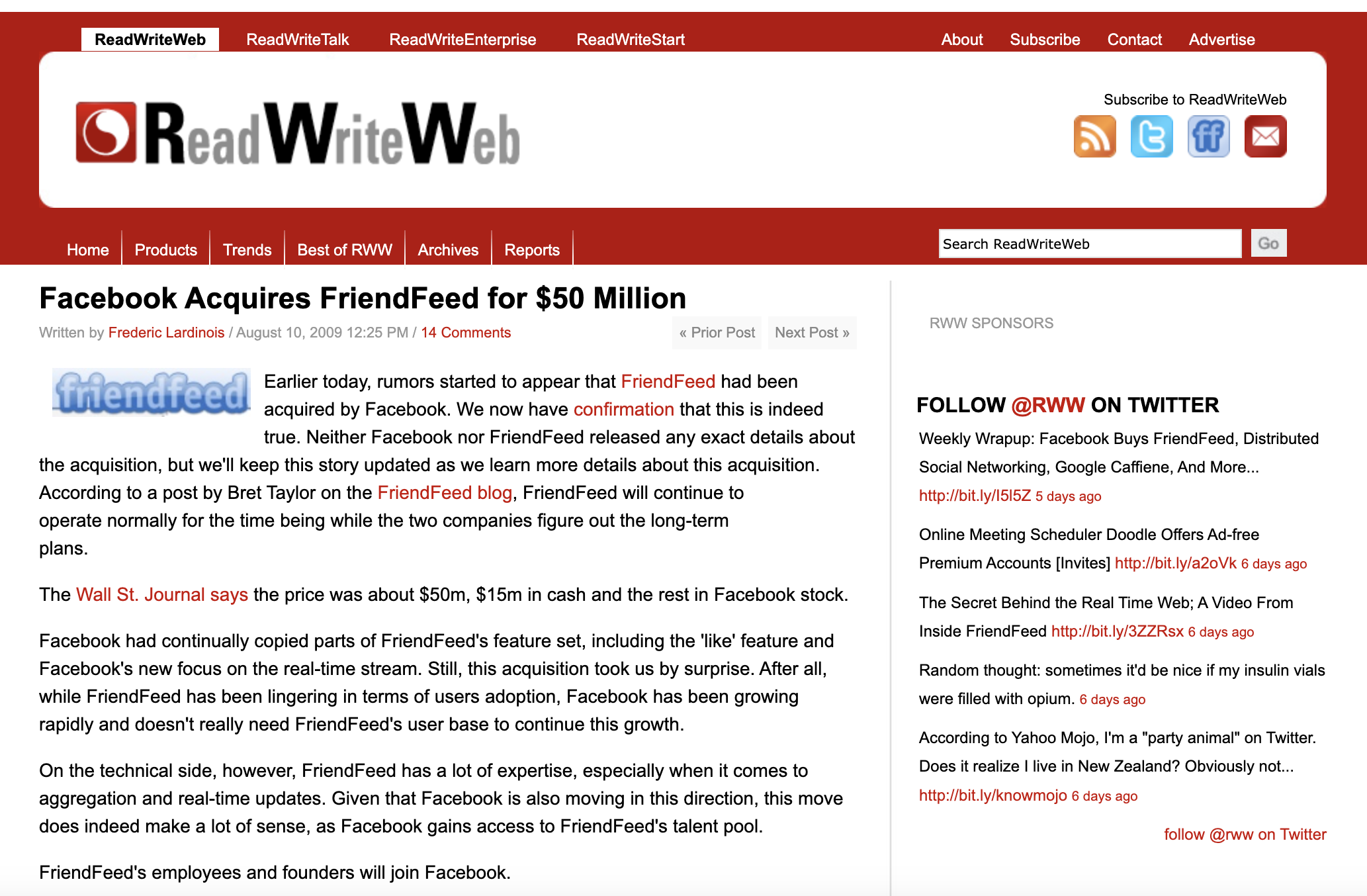 FriendFeed acquisition 2009