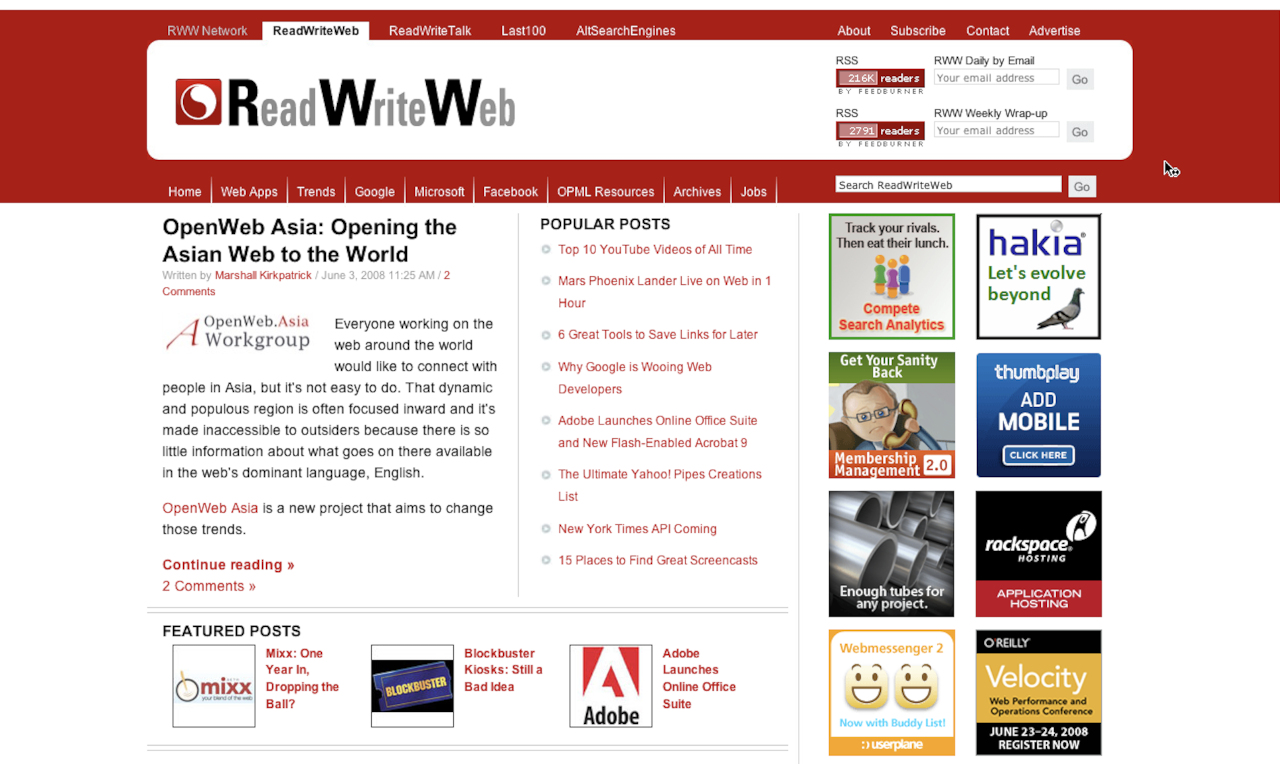 ReadWriteWeb, 27 June 2008