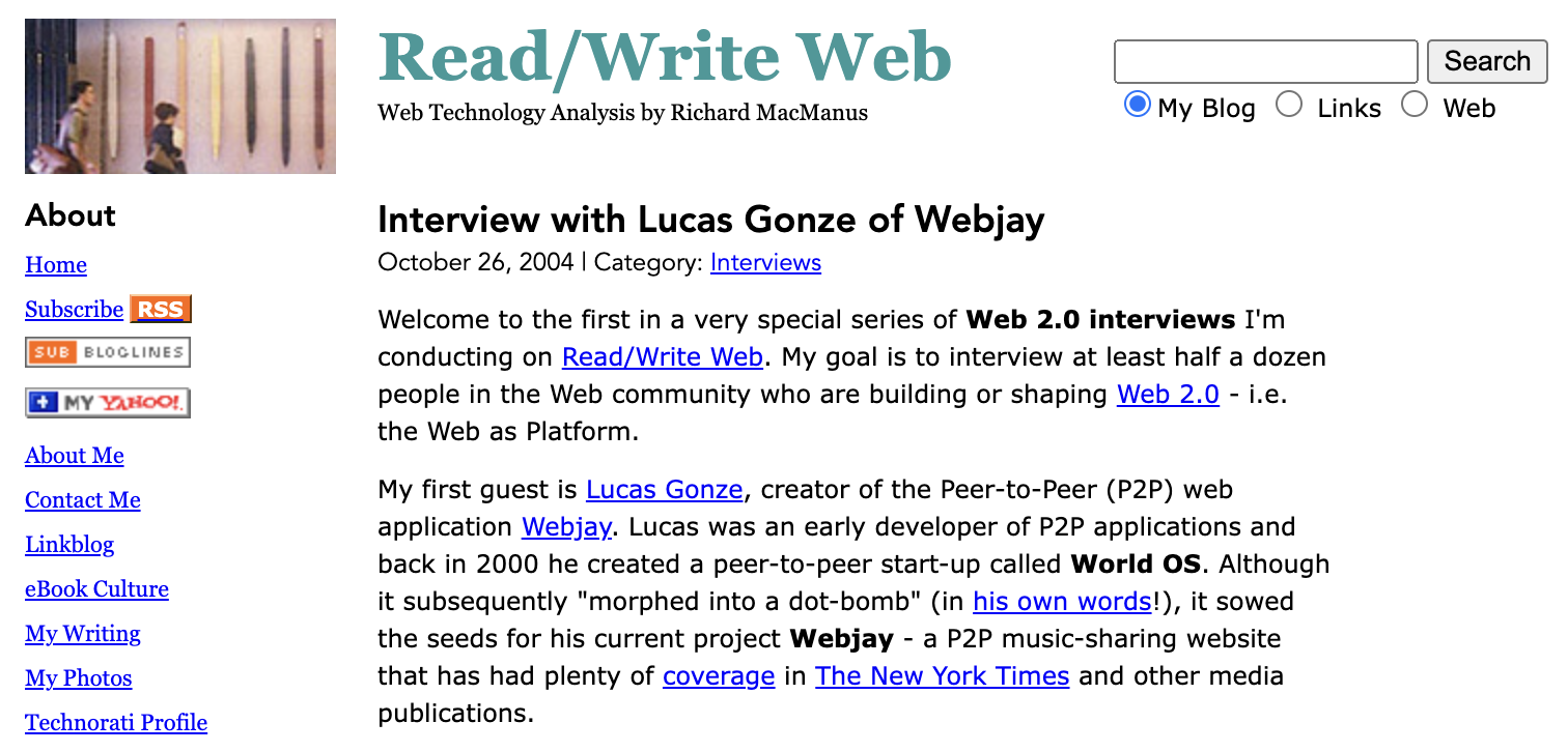RWW Webjay interview, Oct 2004