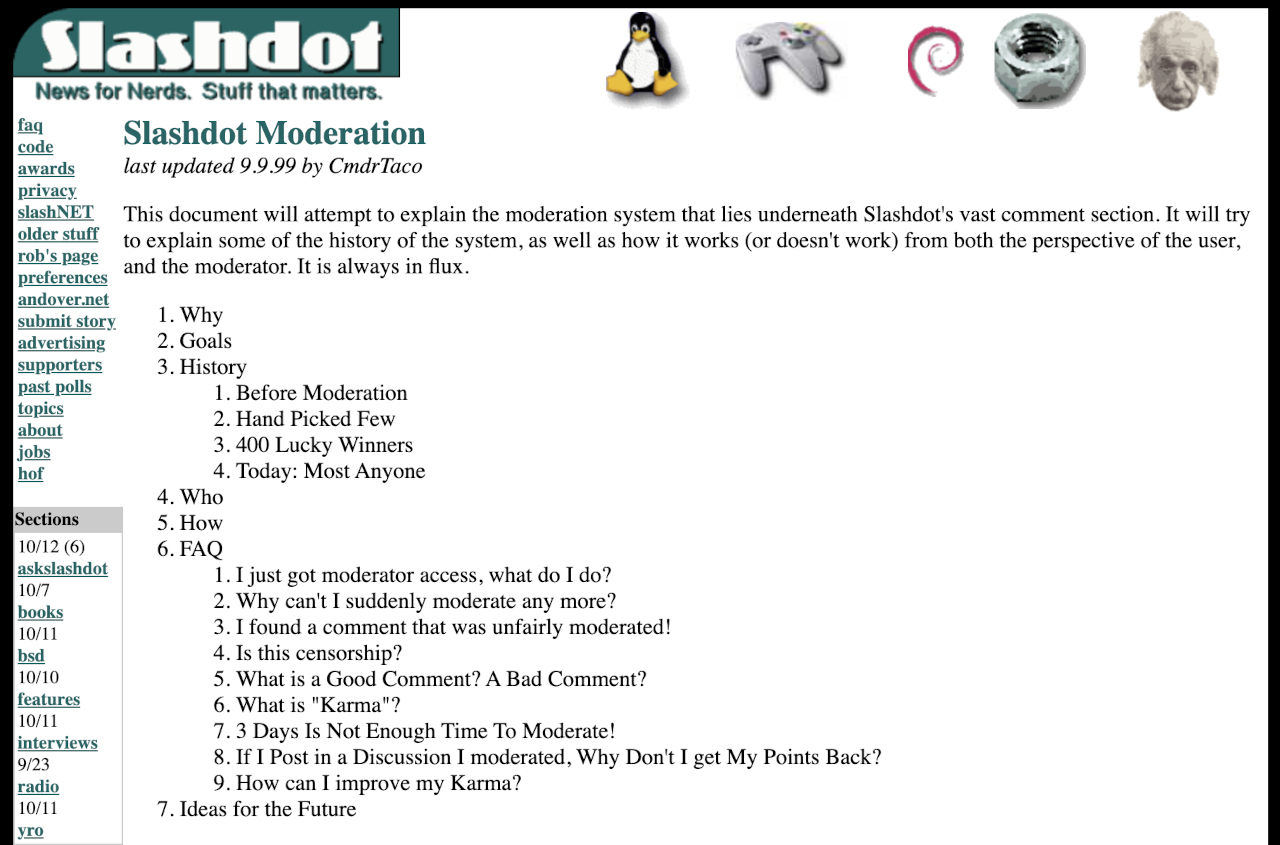 Slashdot moderation, 1999