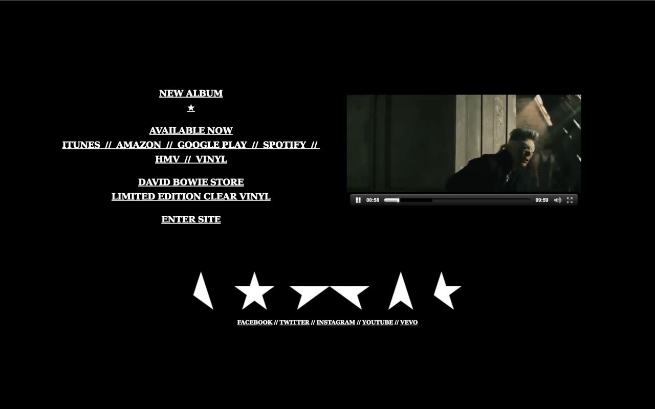 Bowie website, January 2016