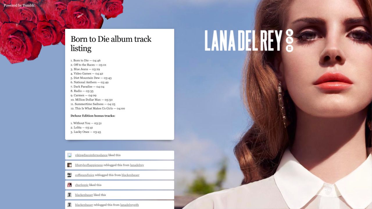 First post on Lana Del Rey's Tumblr, January 2012