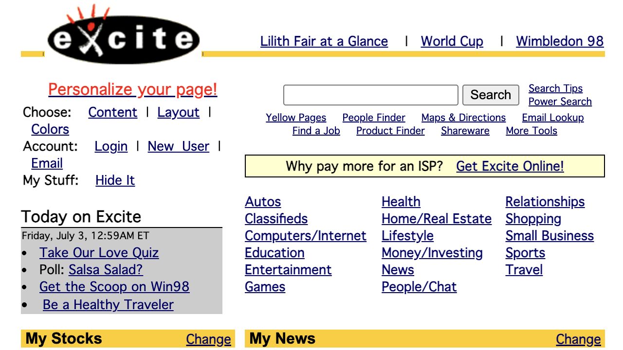 Portals in 1998: The Rise and Fall of Excite and Netcenter