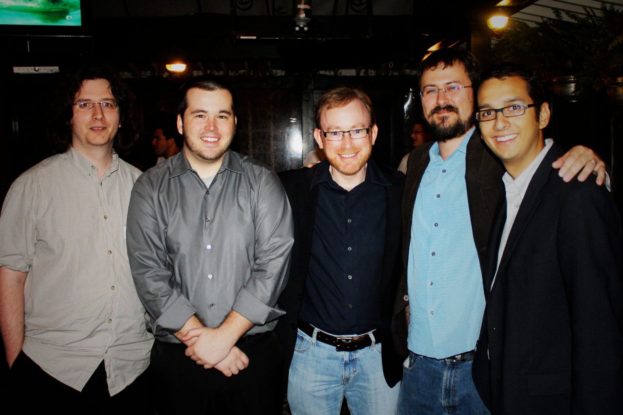 Photo of Frederic Lardinois, Chris Cameron, me, Marshall, Sean Ammirati, May 2010
