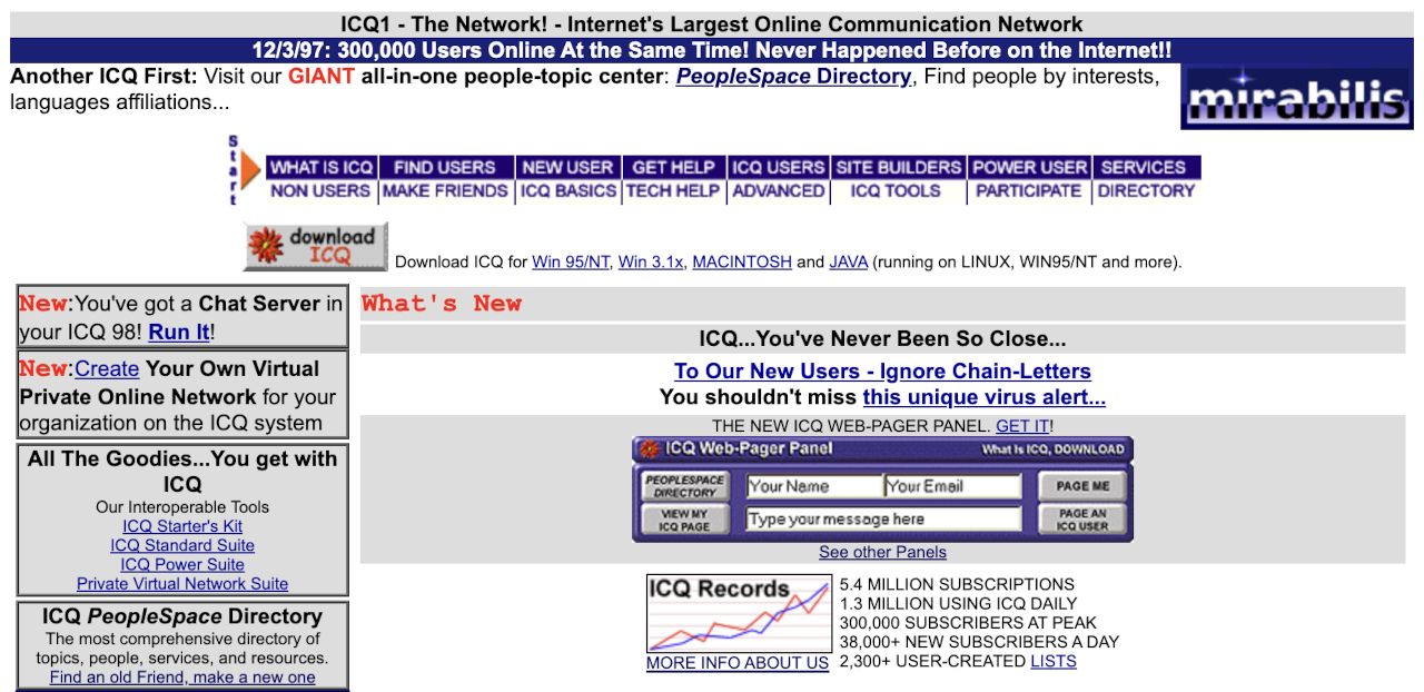 ICQ website screenshot