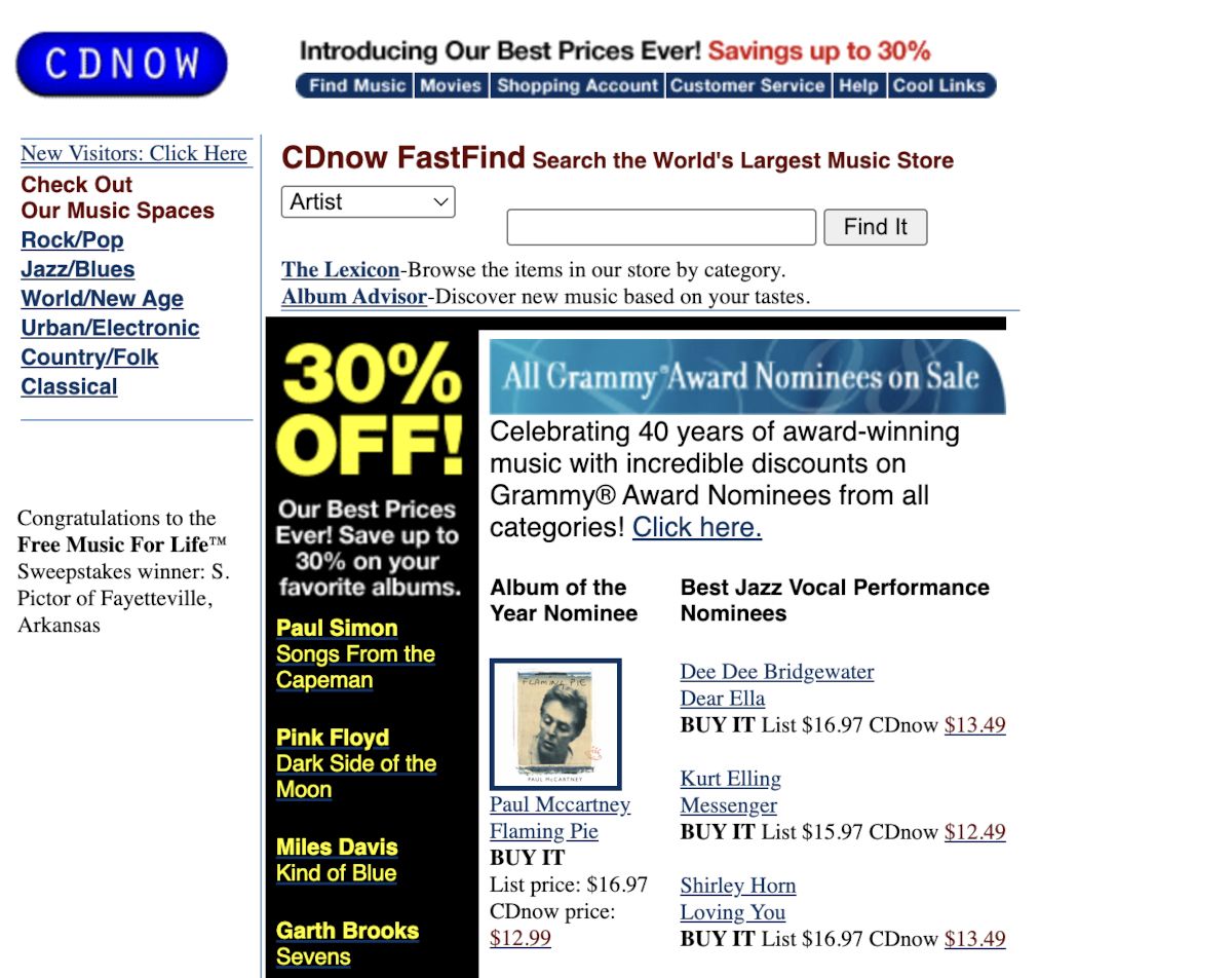 CDnow screenshot