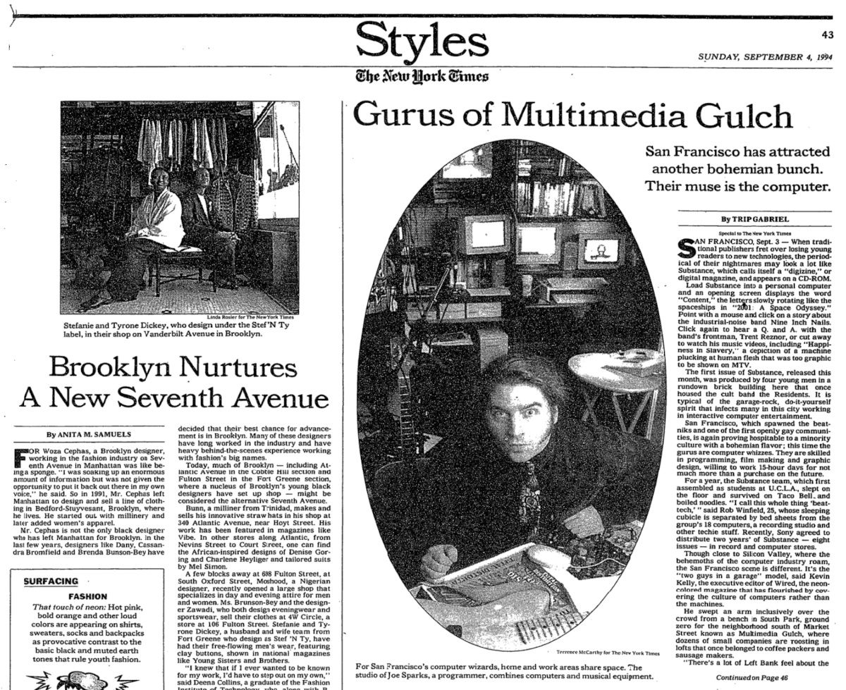 Joe Sparks in Multimedia Gulch article, New York Times, September 1994