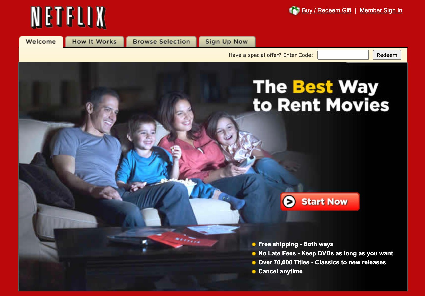 Netflix website, February 2007