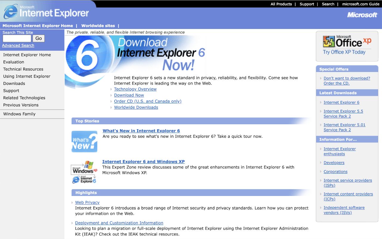IE6, September 2001