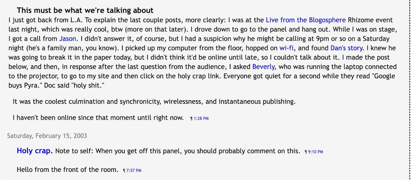 Ev Williams reaction to Gillmor story