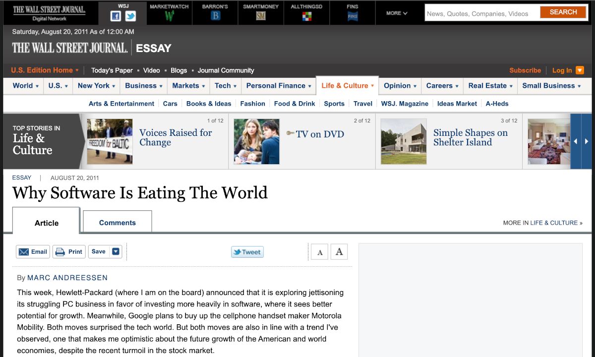 Software is eating the world essay