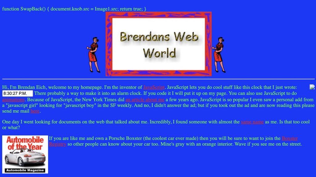 Brendan Eich satirical homepage