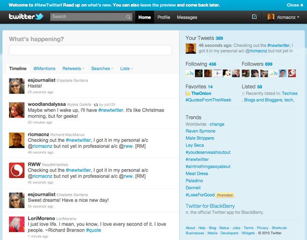 New Twitter, September 2010