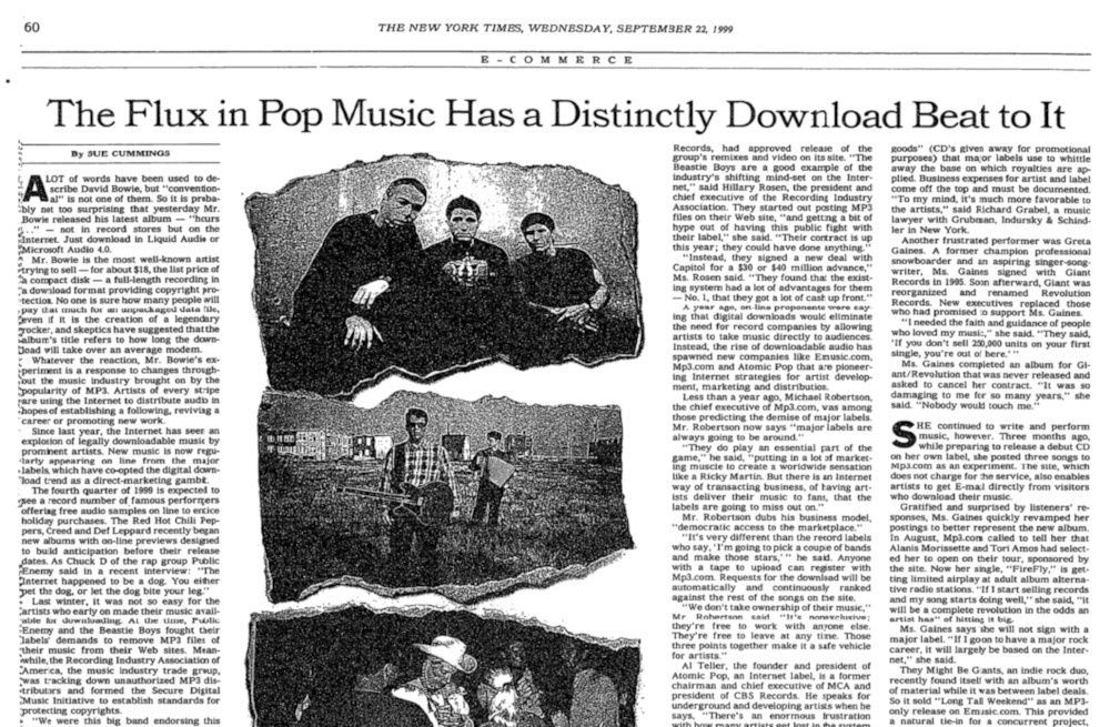 NYT article about Hours, 22 September 1999