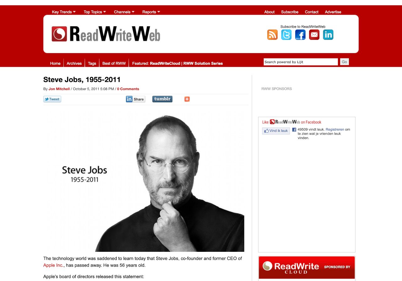 RWW Steve Jobs tributes, October 2011