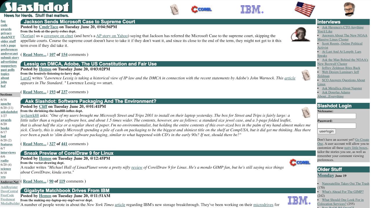 Slashdot, 20 June 2000