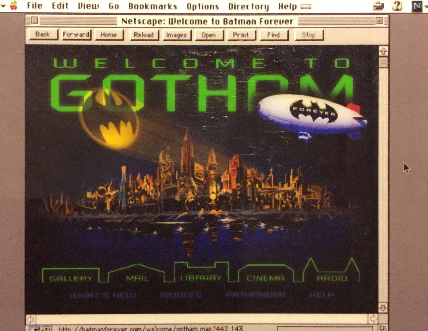 Batman Forever homepage, 1995