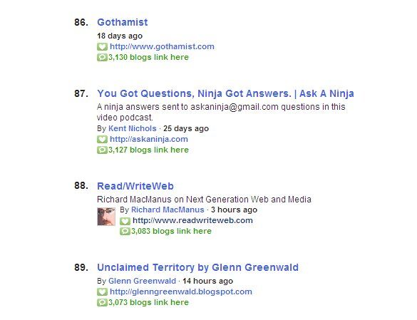 Technorati Top 100 in Nov 2006