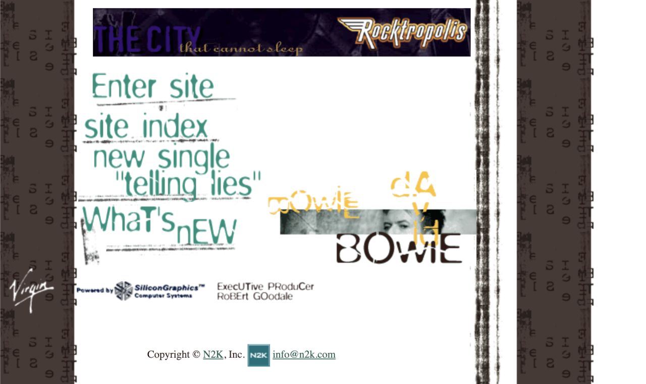 Bowie website, October 1996