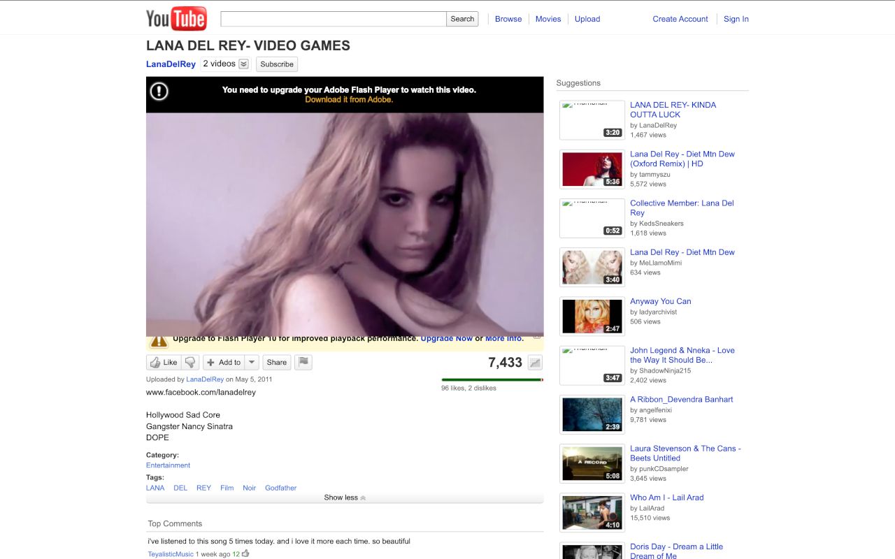 First version of Video Games on YouTube, May 2011