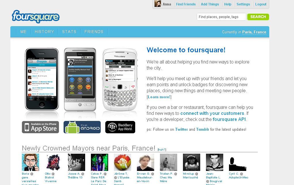 Foursquare, September 2010