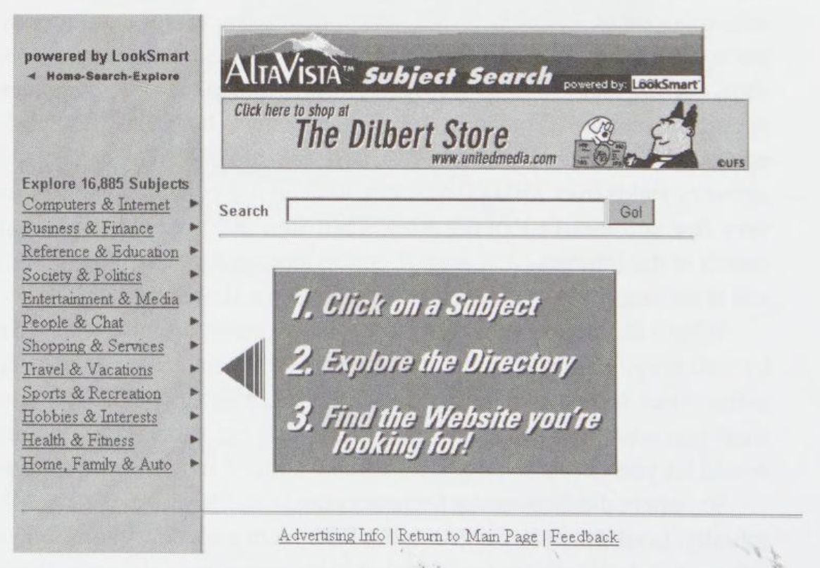 AltaVista's subject search, provided by LookSmart