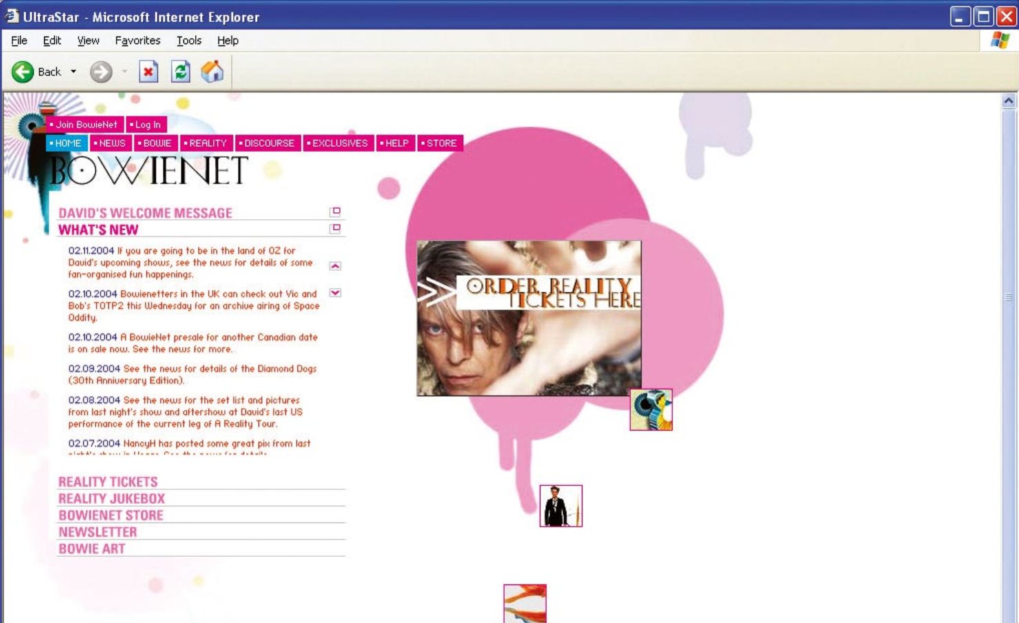 Screenshot of BowieNet v3, February 2004