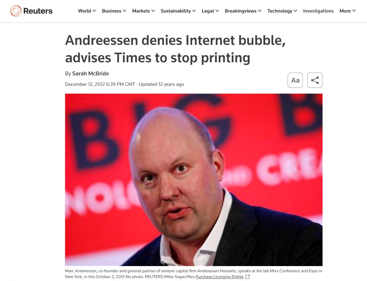 Marc Andreessen, December 2012