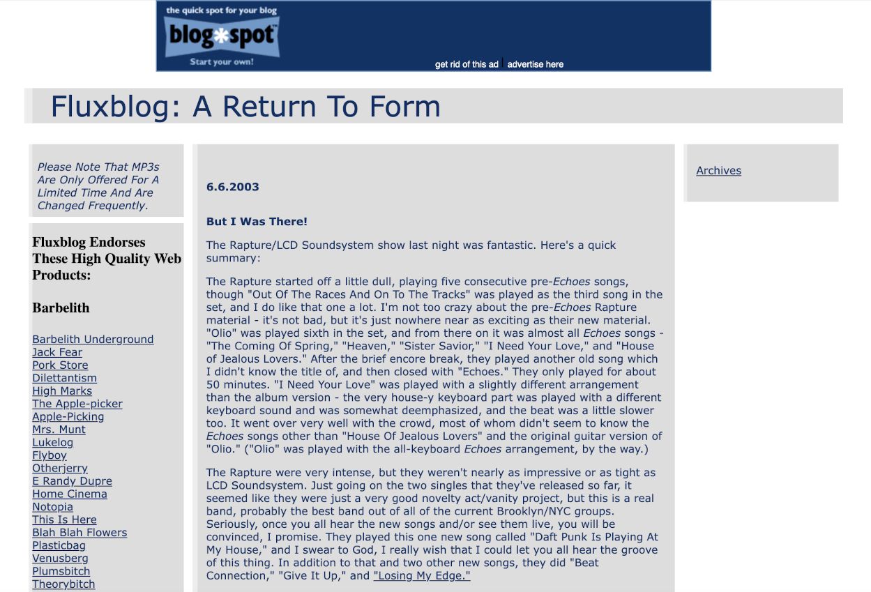 Fluxblog, June 2003