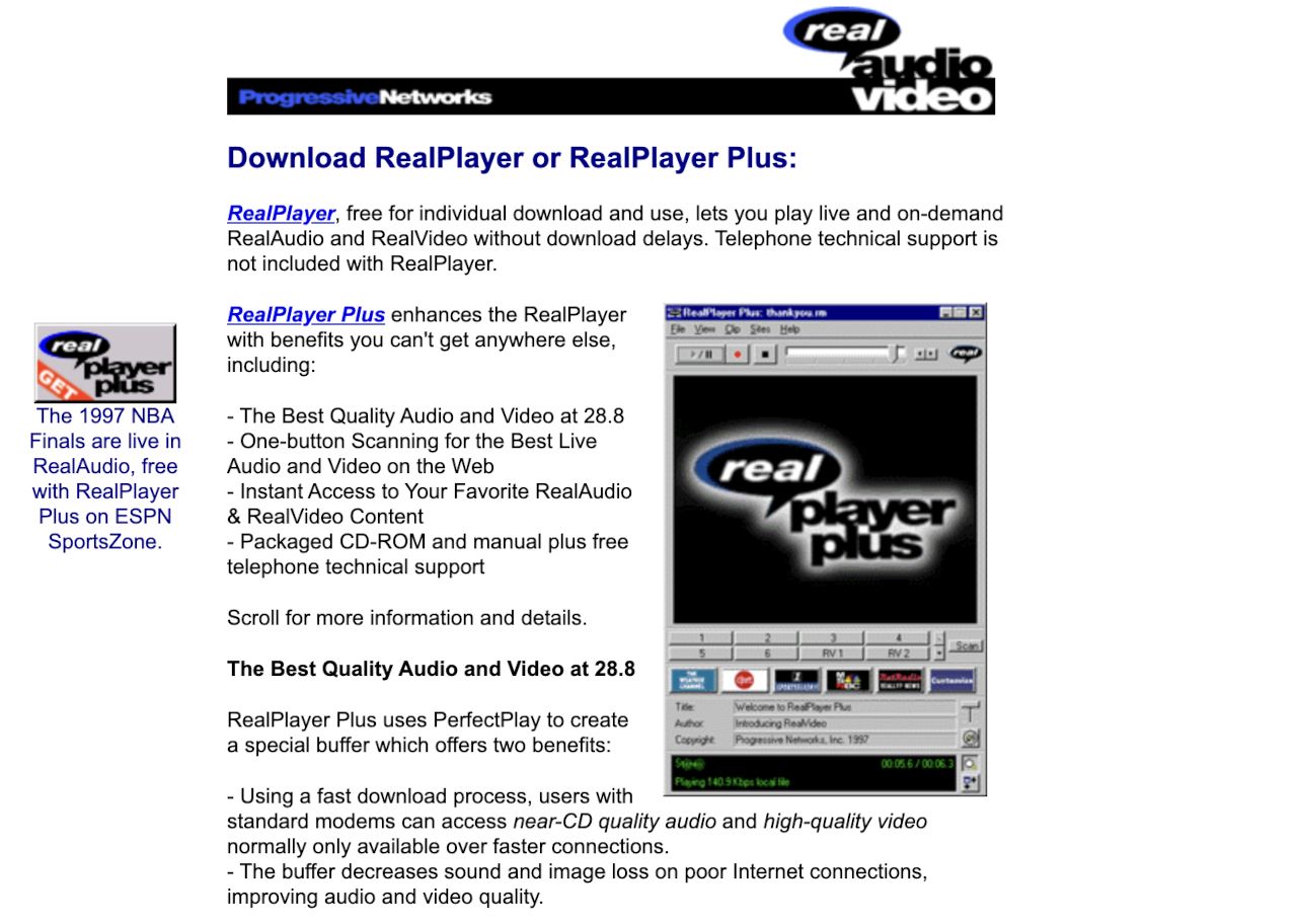RealVideo website, June 1997