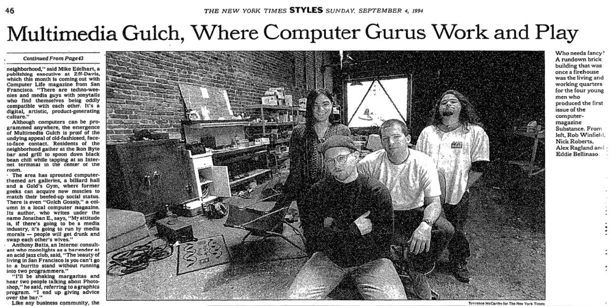 Multimedia Gulch, New York Times article, September 1994