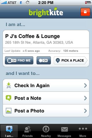 Brightkite screenshot 2008