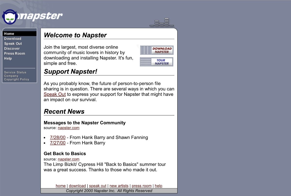 Napster, 15 August 2000