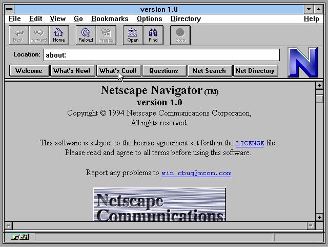 Netscape 1.0, December 1994