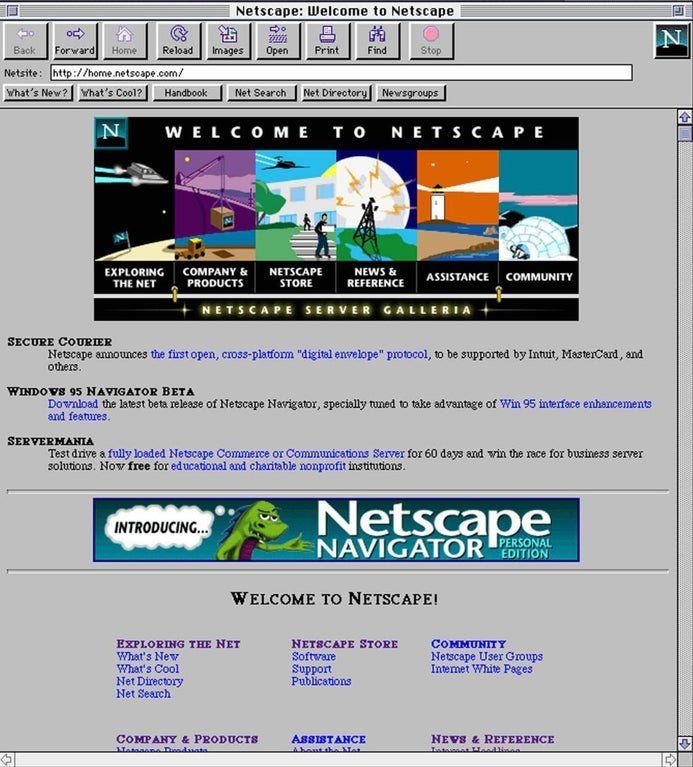 Netscape Navigator homepage, August 9, 1995