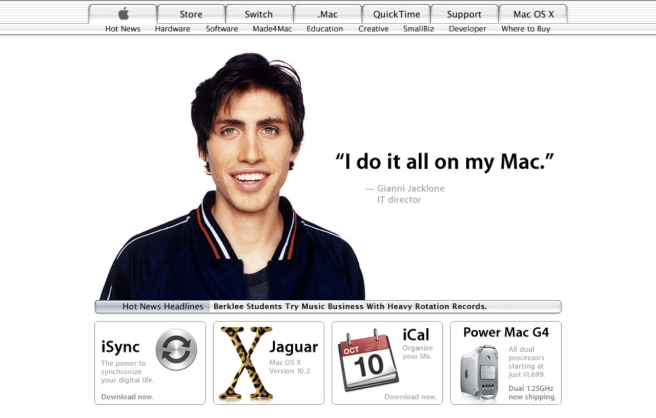 Apple homepage, October 2002