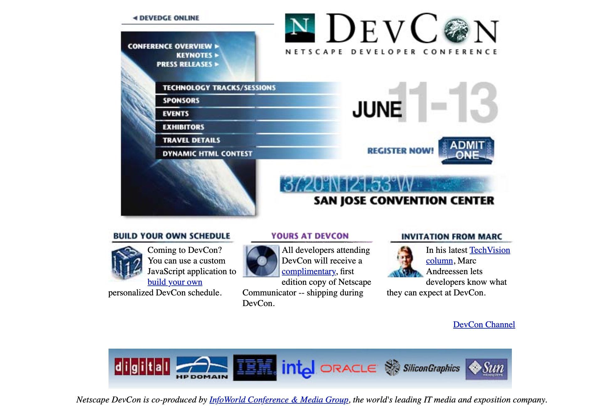 DevCon homepage, June 1997