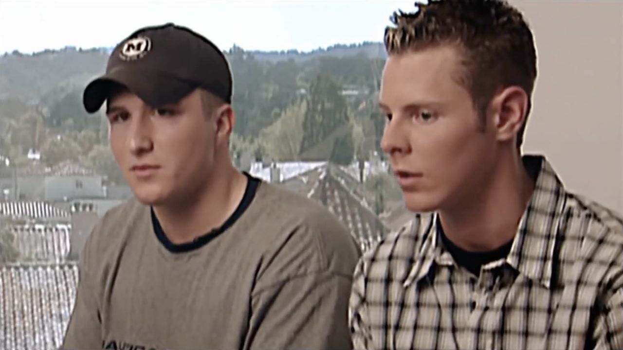 Napster founders Shawn Fanning and Sean Parker in 1999