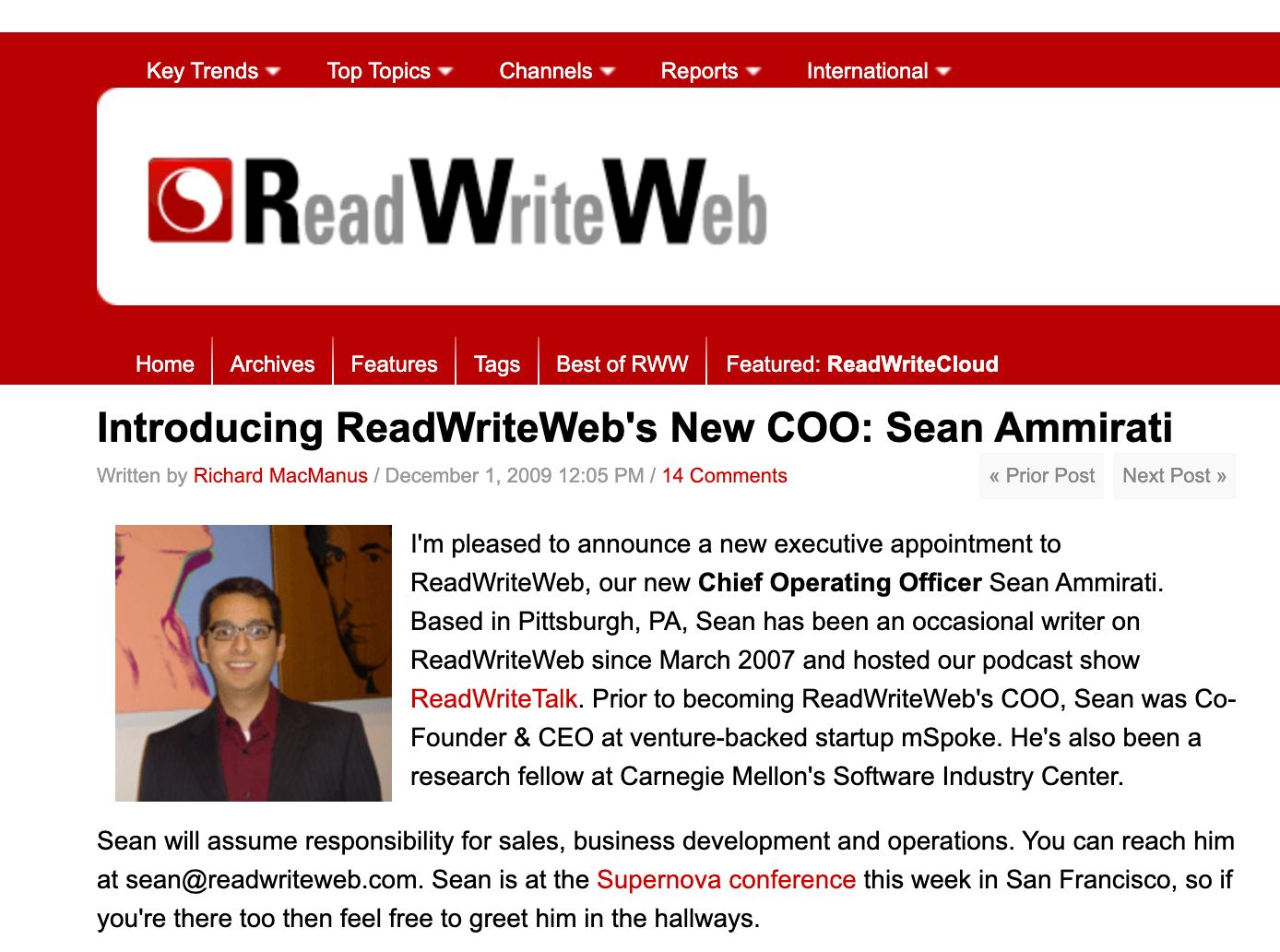 Sean joins RWW as COO