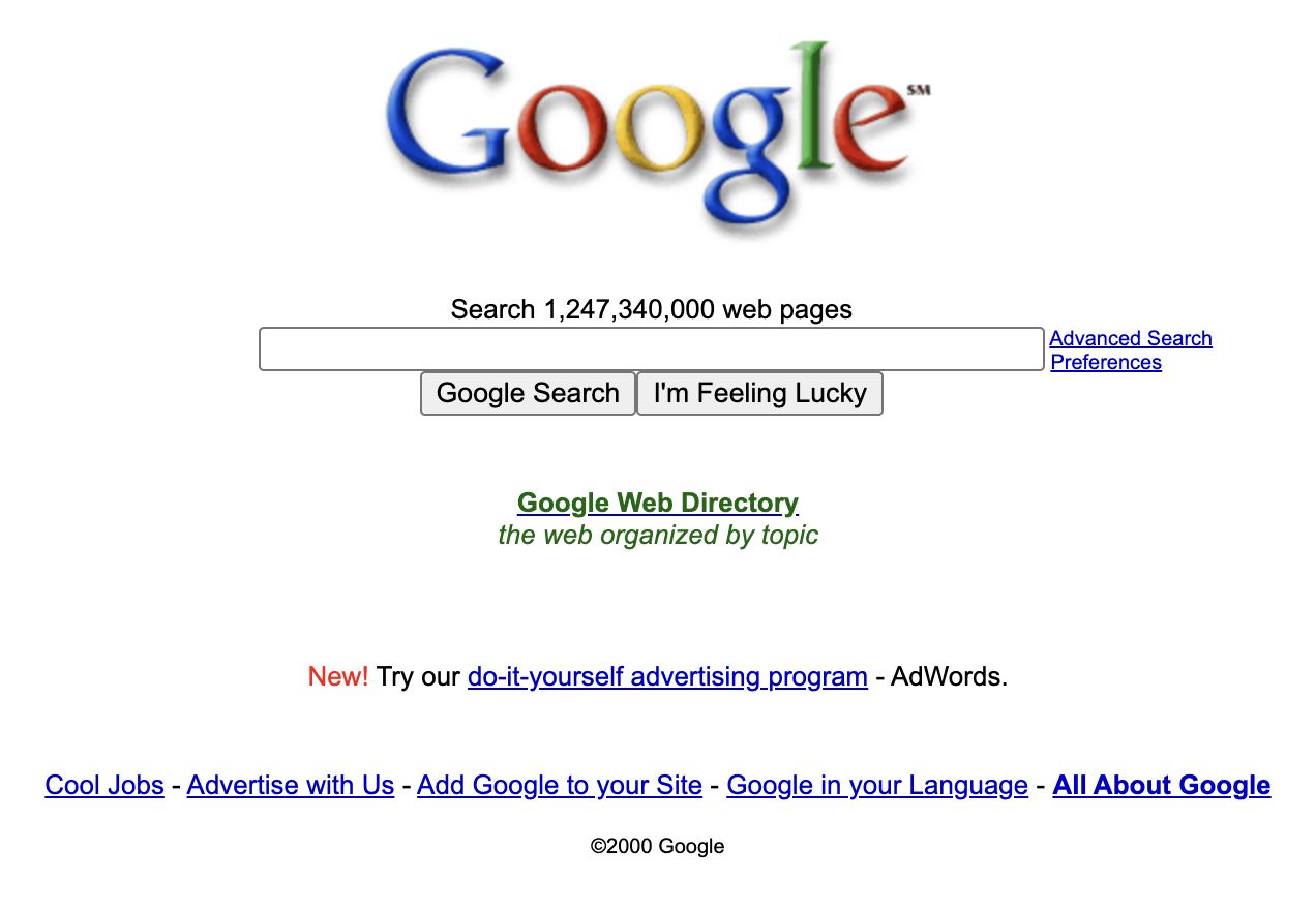 Google, October 2000