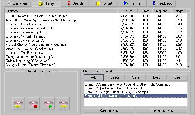 Napster user library
