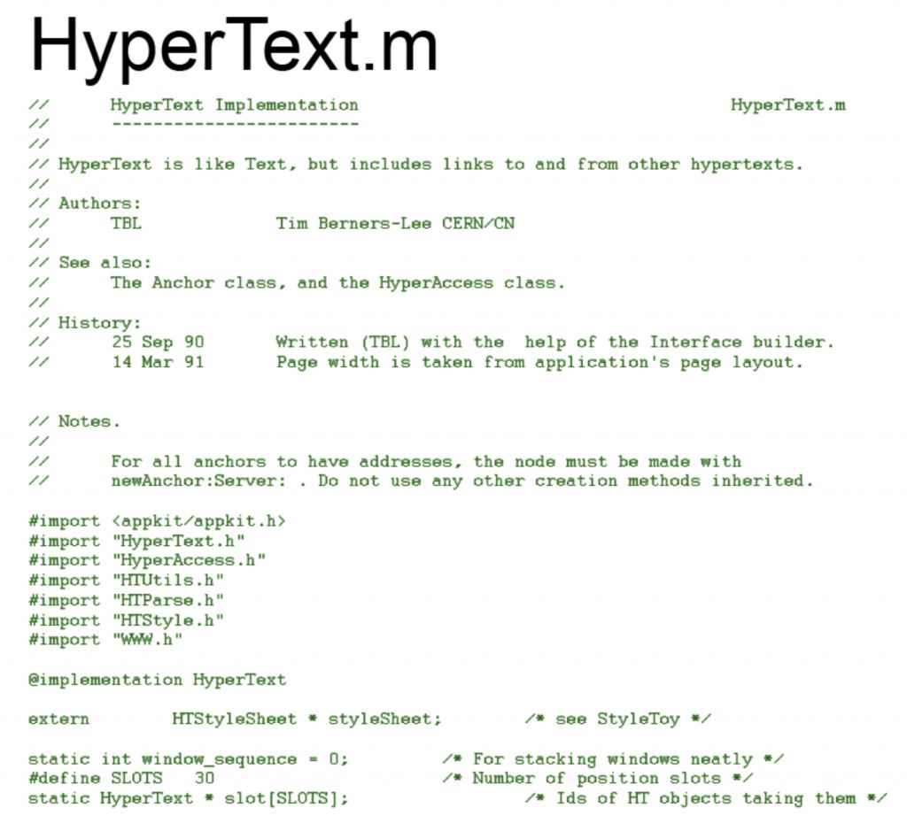 Part of the hypertext code